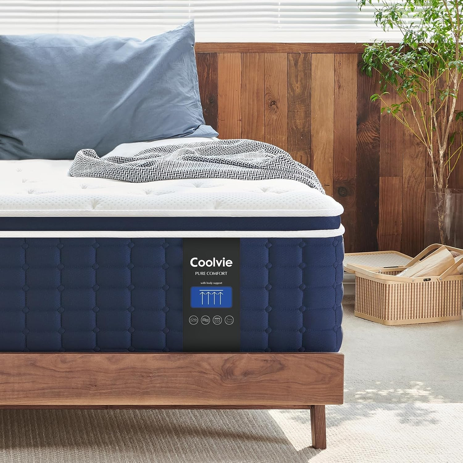 14″ Queen Hybrid Mattress – Medium Firm, Cooling Gel & Pocket Spring Support