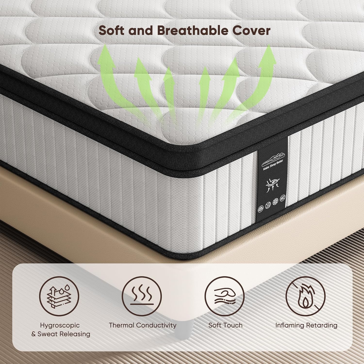 Queen Hybrid Mattress 12 Inch in a Box, Cooling Gel Memory Foam & Pocket Springs