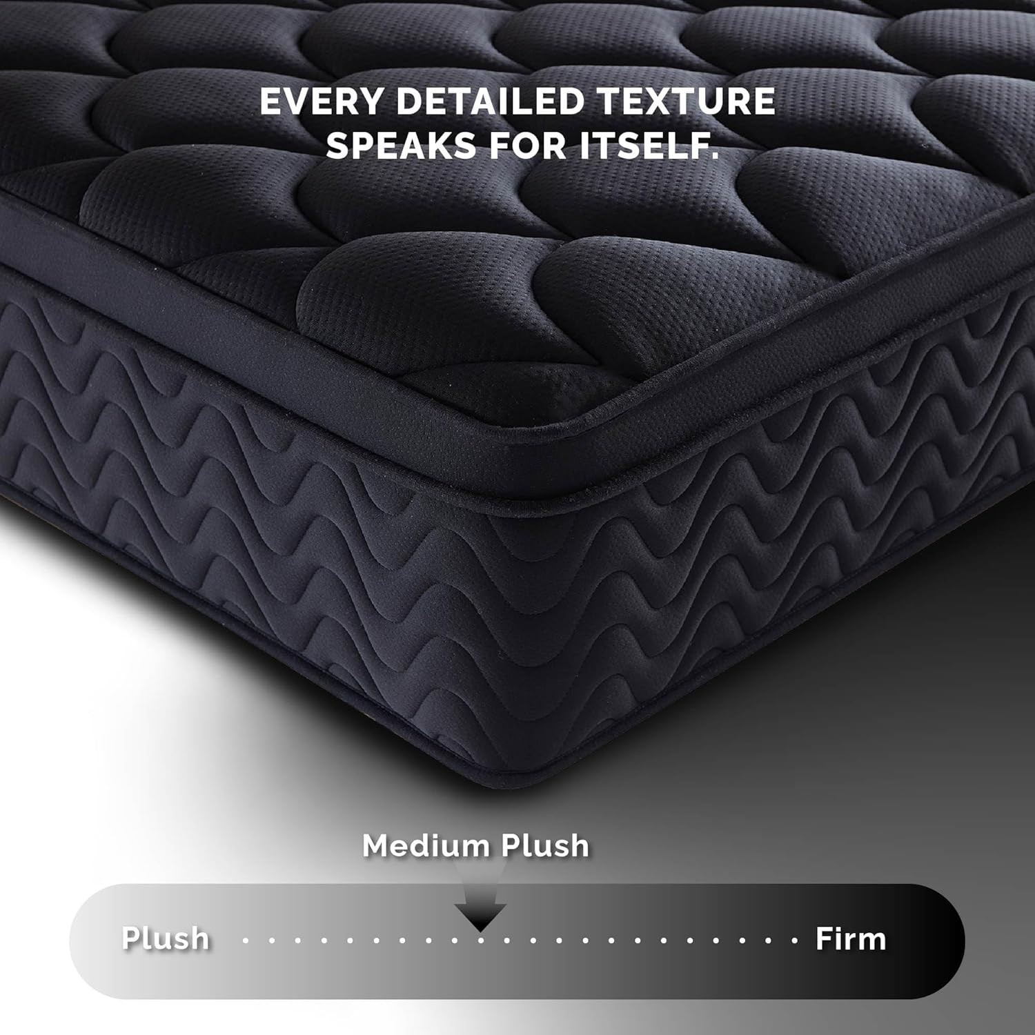 12 Inch Full Size Mattress 54”Wx75”L, Black Individual Pocket Spring Innerspring