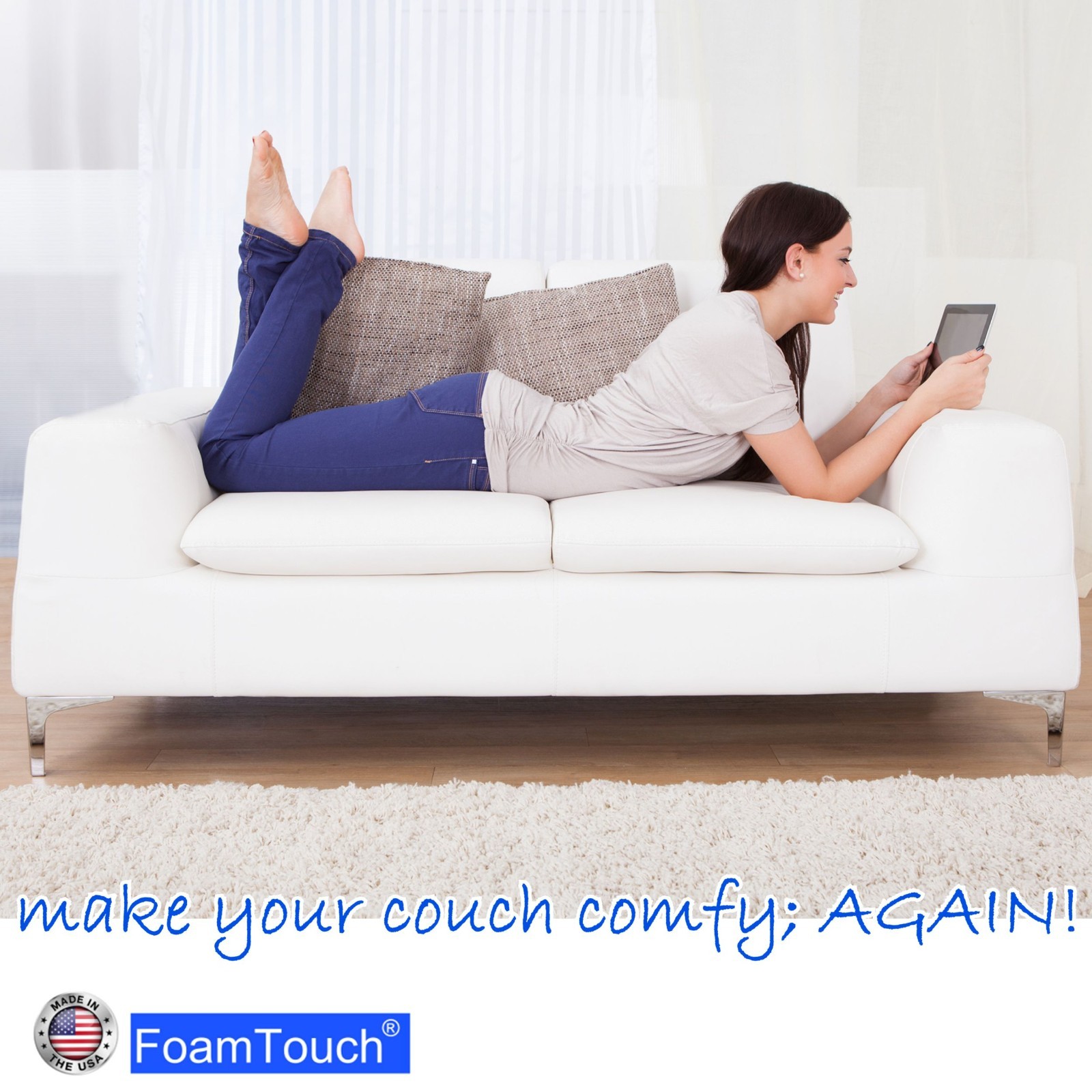 FoamTouch High Density Upholstery Foam Cushion 6″ X 42″ X (75-84)” Custom Cut