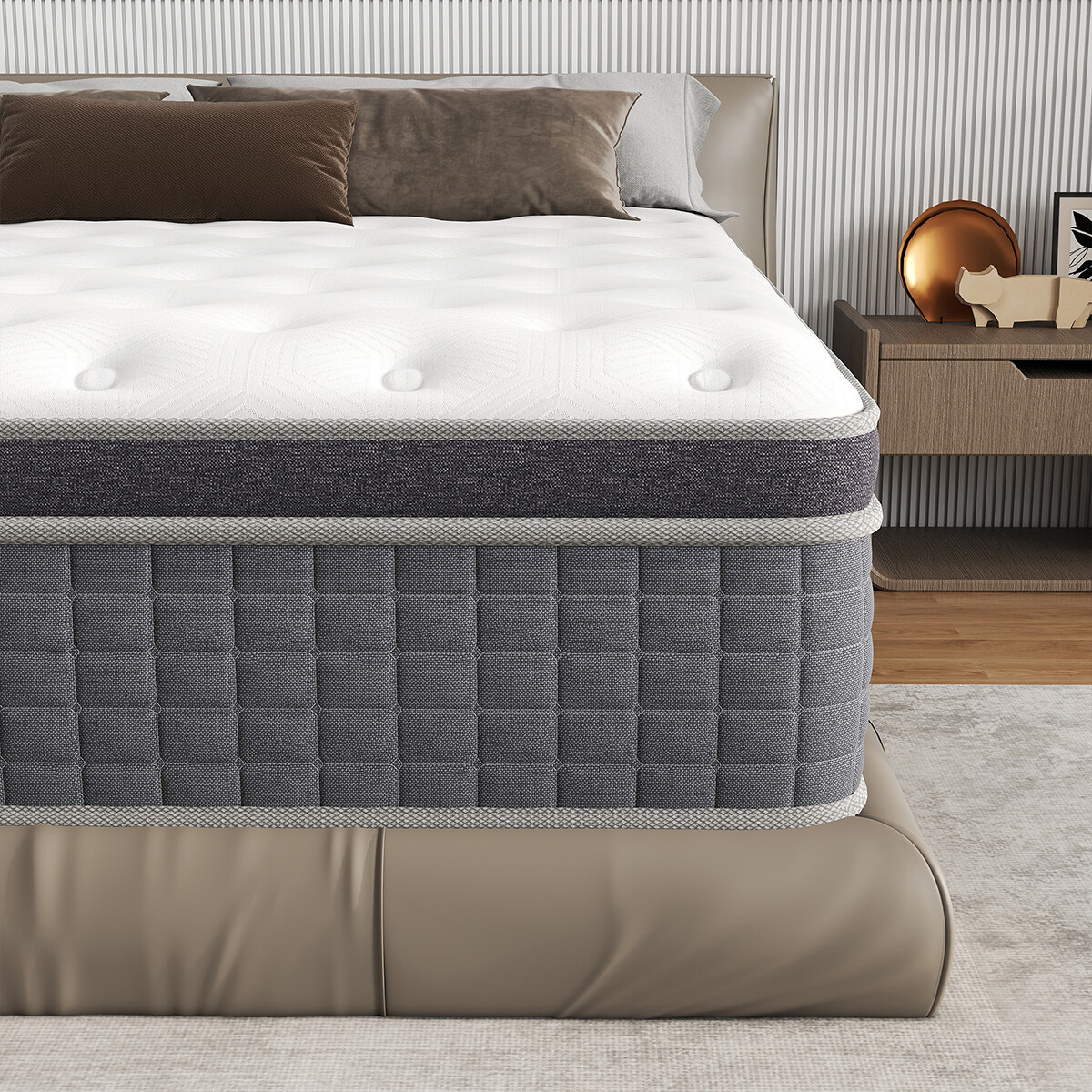 12″14″ Mattress in a Box Hybrid Spring Gel Memory Foam Twin Full Queen King Size