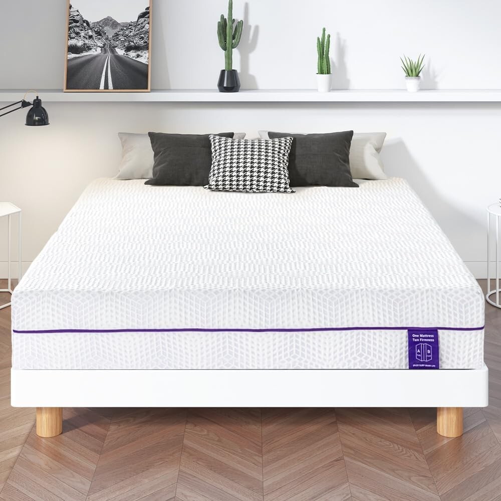 Removable Cover Gel Memory Foam Mattress – 6 Inch Full, Dual Firmness Options