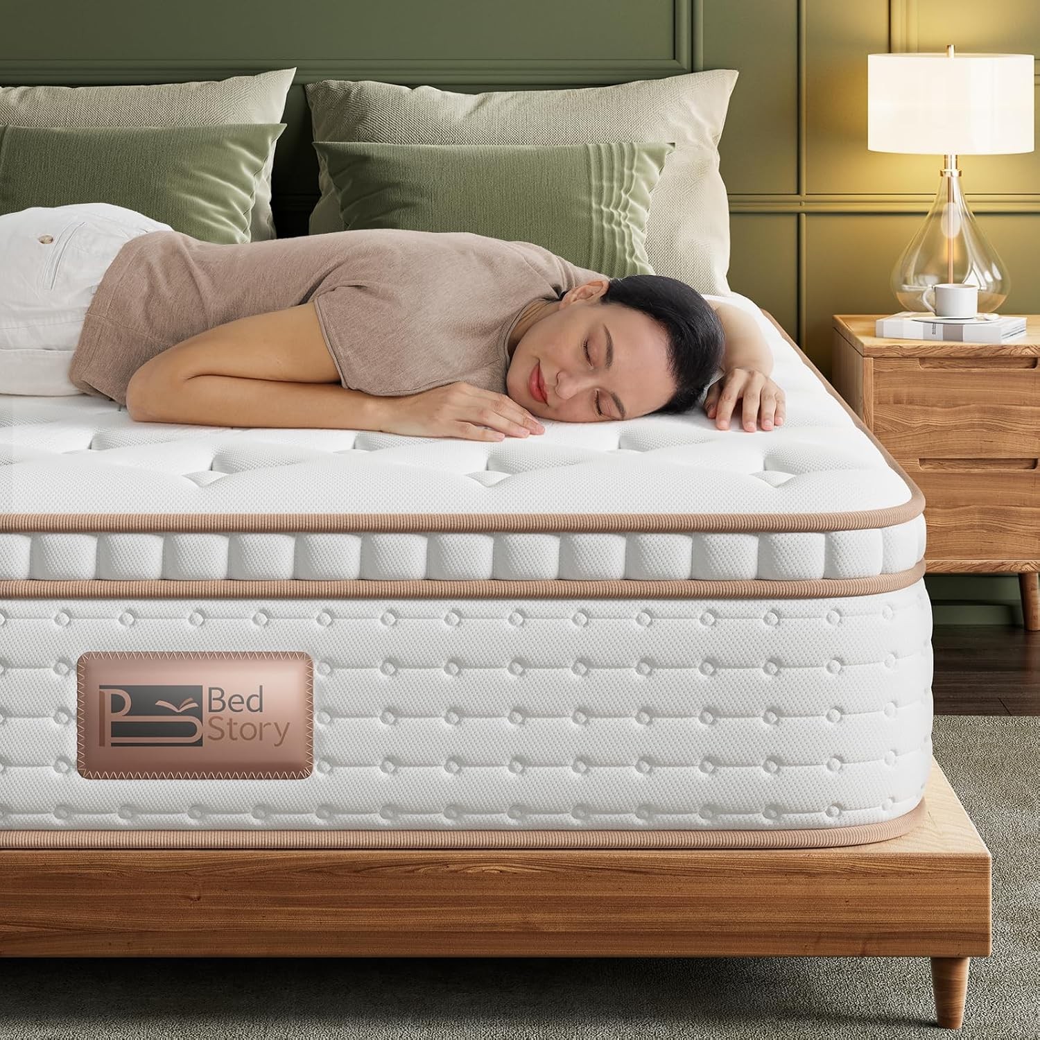 Queen Size Mattress 14 Inch Extra Firm Hybrid Mattress W/ Ultra Lumbar Support