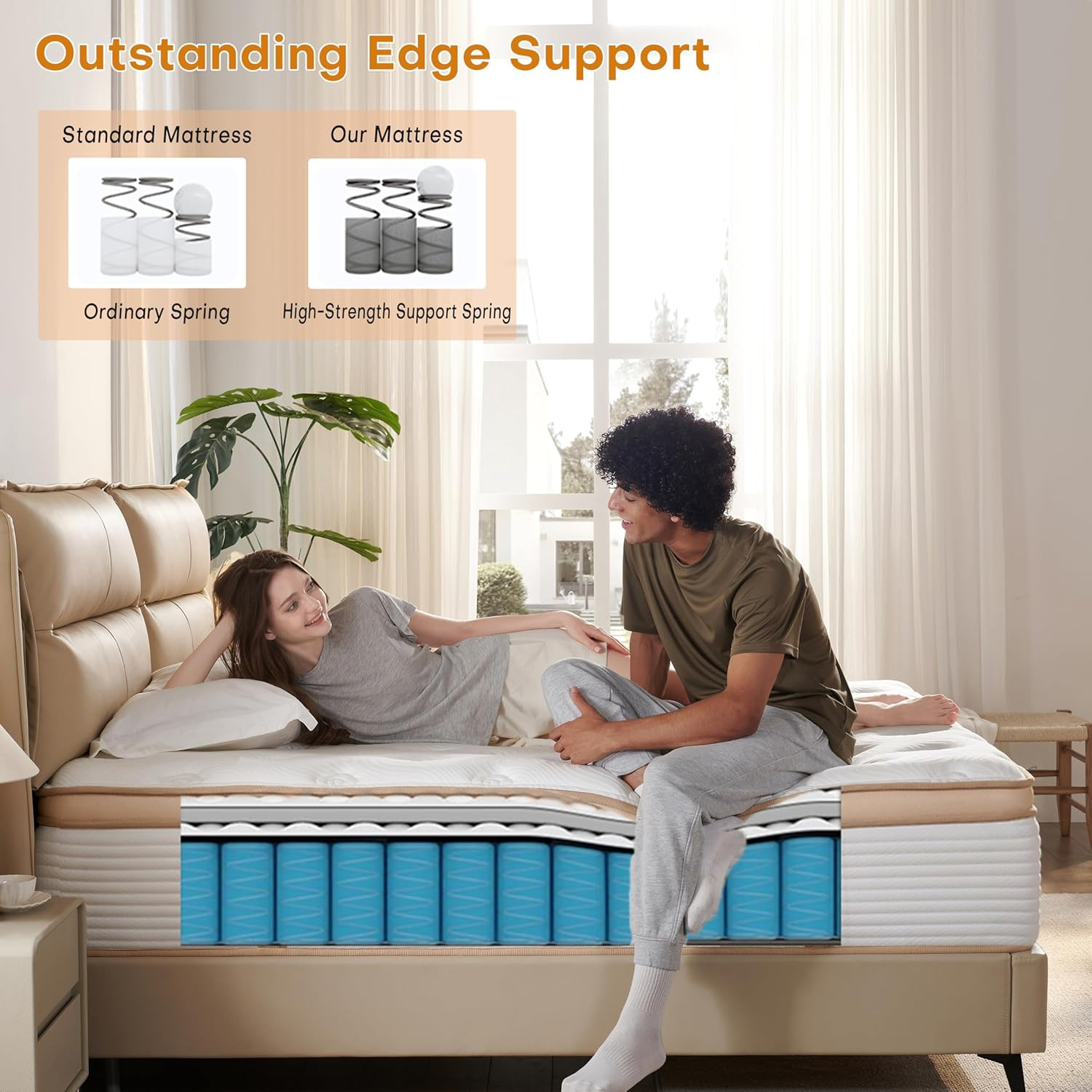 Queen Mattress,12 Inch Hybrid Mattress in a Box: Memory Foam & Pocket Springs fo