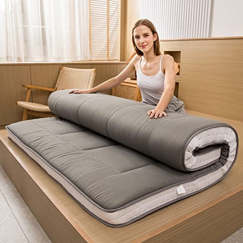 Futon Mattress, Padded Japanese Floor Mattress Quilted Bed Full Dark Grey