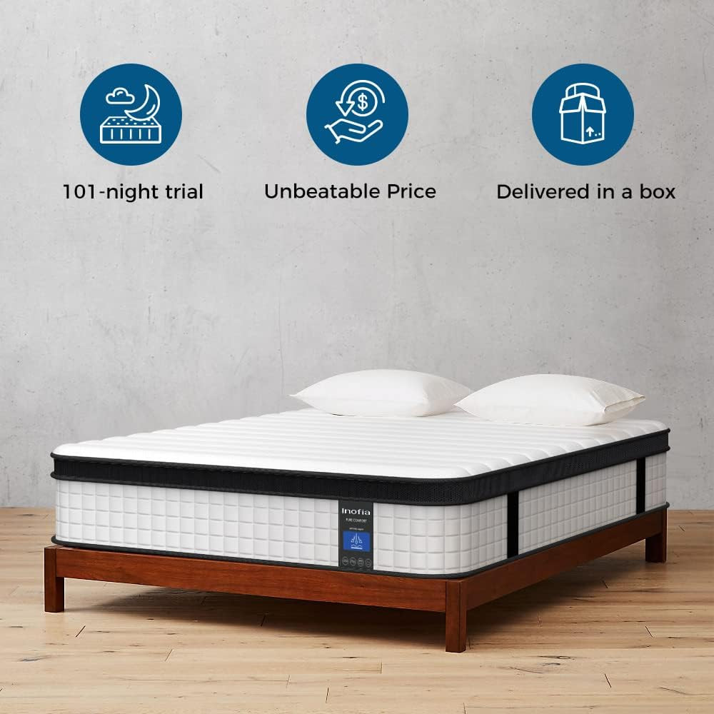 12″ Queen Hybrid Innerspring Mattress with Cool Fabric & 101-Night Trial