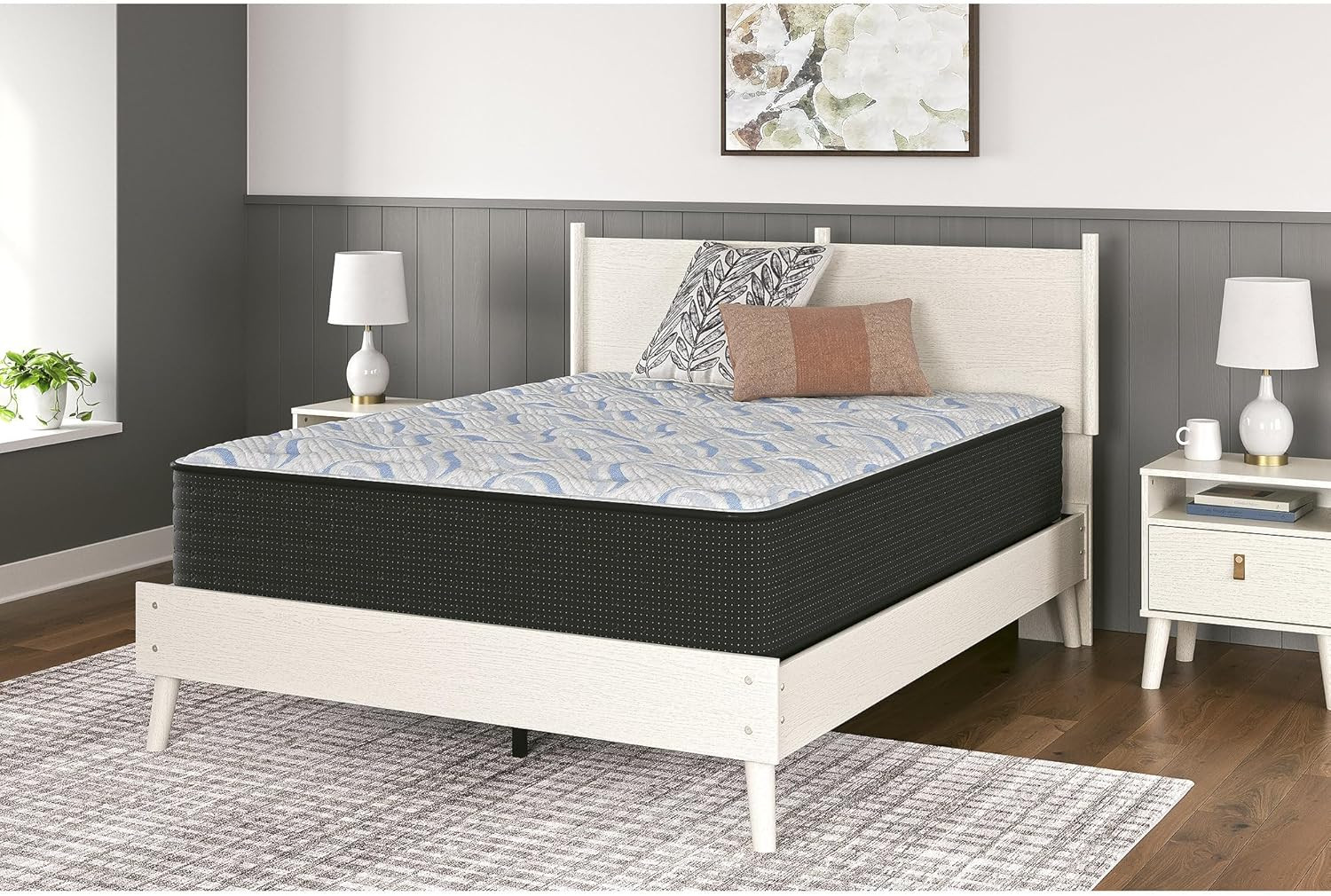 Ashley Elite Springs Plush California King Mattress – Fiberglass Free, Gray/Blue