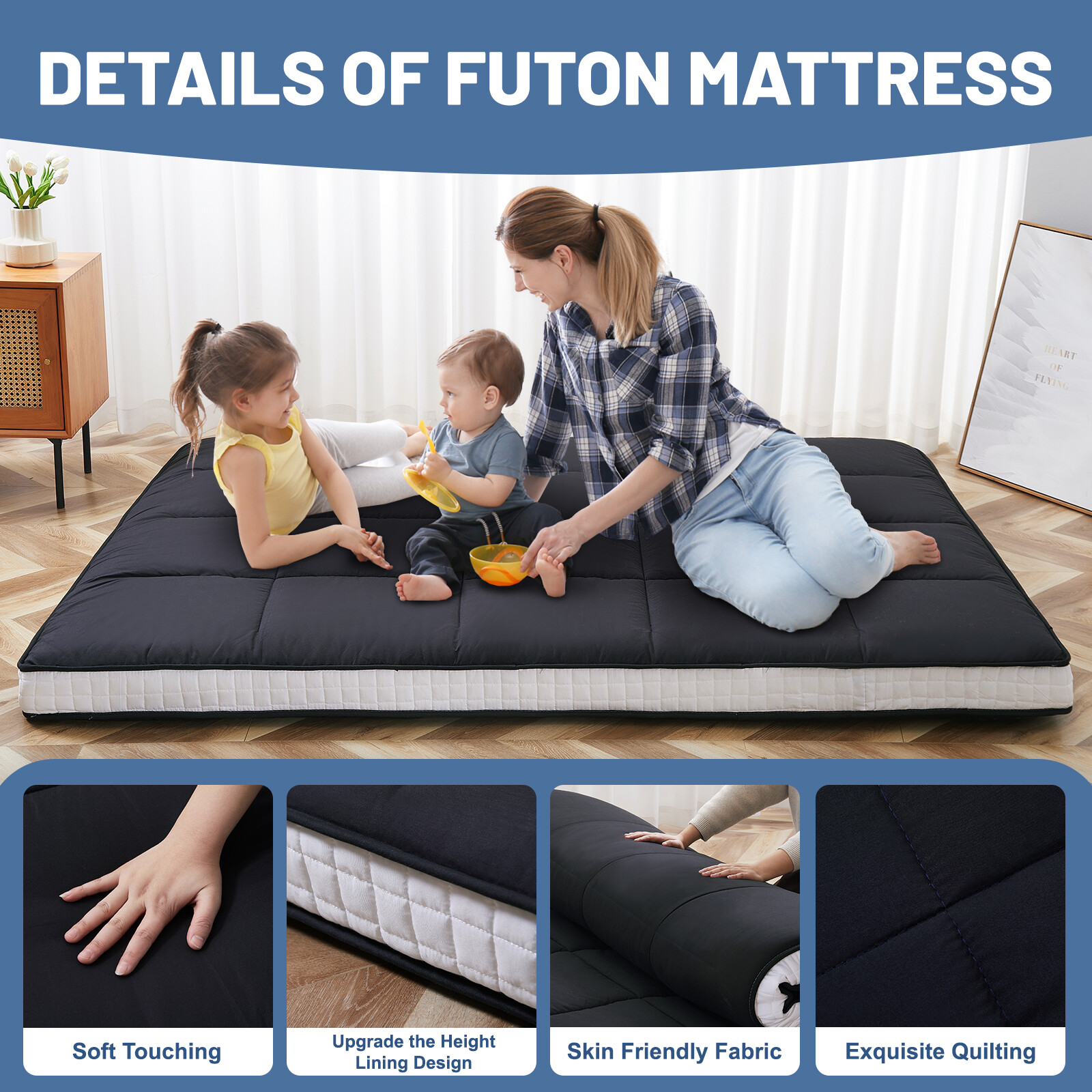 NAIZEA 5 in Thick Foldable Mattress Topper Thicken Tatami Mat Roll Up Mattress