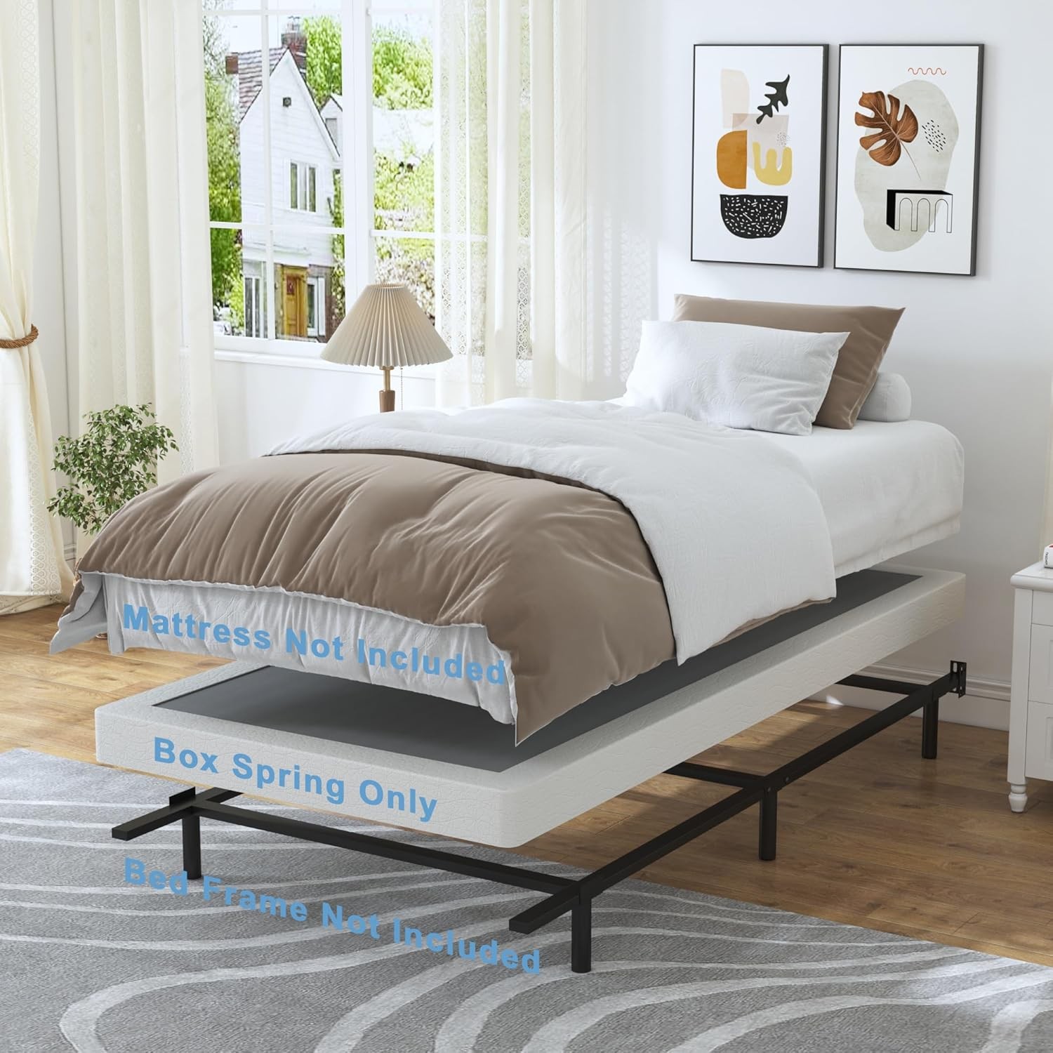 Twin Box Spring 4 Inch High Profile Box Spring Twin Bed Sturdy Metal Frame