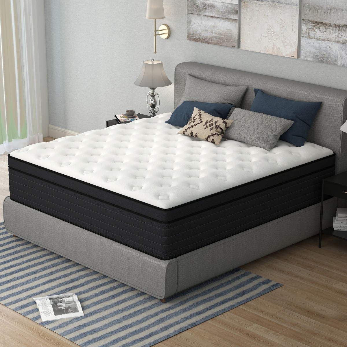 10″ 12″ 14″ Gel Memory Foam Spring Hybrid Mattress Twin Full Queen King In a Box