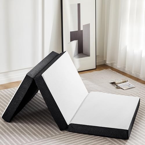 Folding Memory Foam Pads, 3″ Tri-Fold Queen (U.S. Standard) 3″ Black & White