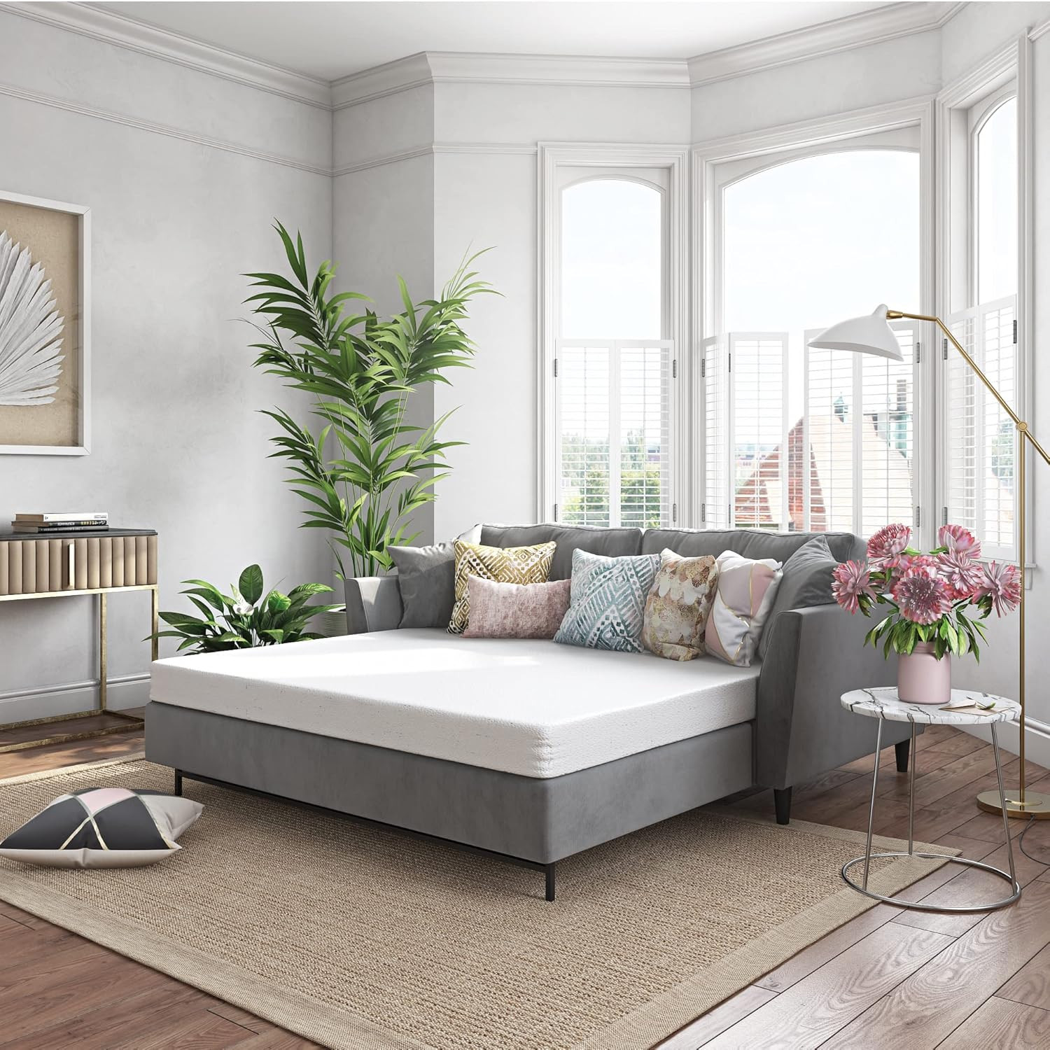 Queen Gel Memory Foam Sofa Bed Mattress Replacement – White