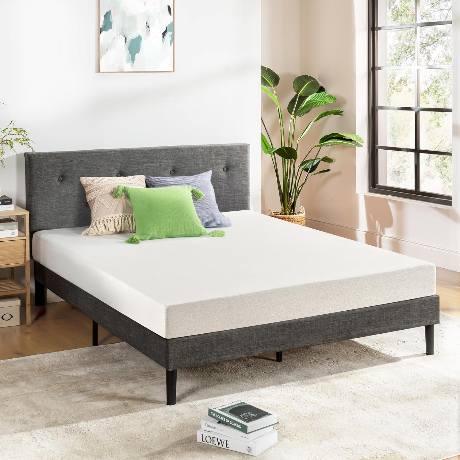 Best Price Mattress Full Mattress 6 Inch Bed-In-A-Box, Green Tea Memory Foam Whi