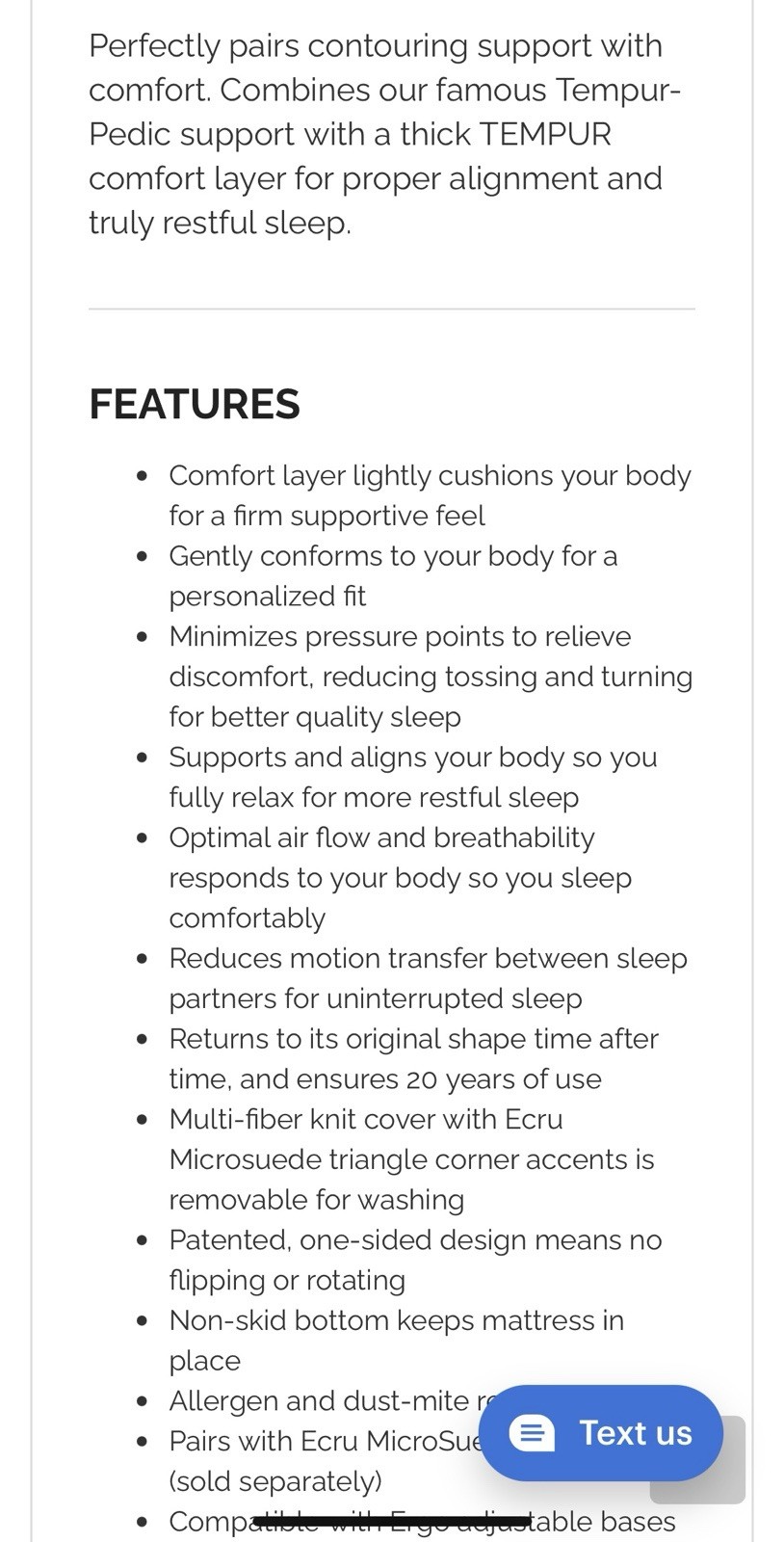 Tempur-Contour Collections – Tempur-Contour Signature – King Size Mattress