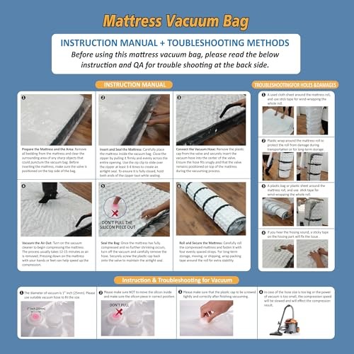 Foam Mattress Vacuum Bag with Blue Zipper, Mattress Queen/Full/Full-XL BlueZip
