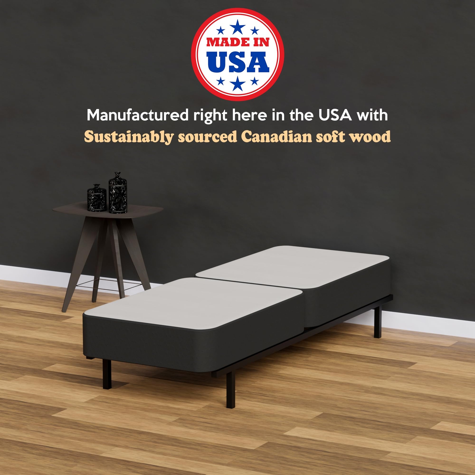 Spring Solution 4″ Split Wood Traditional Box Spring/Foundation for Mattress Set