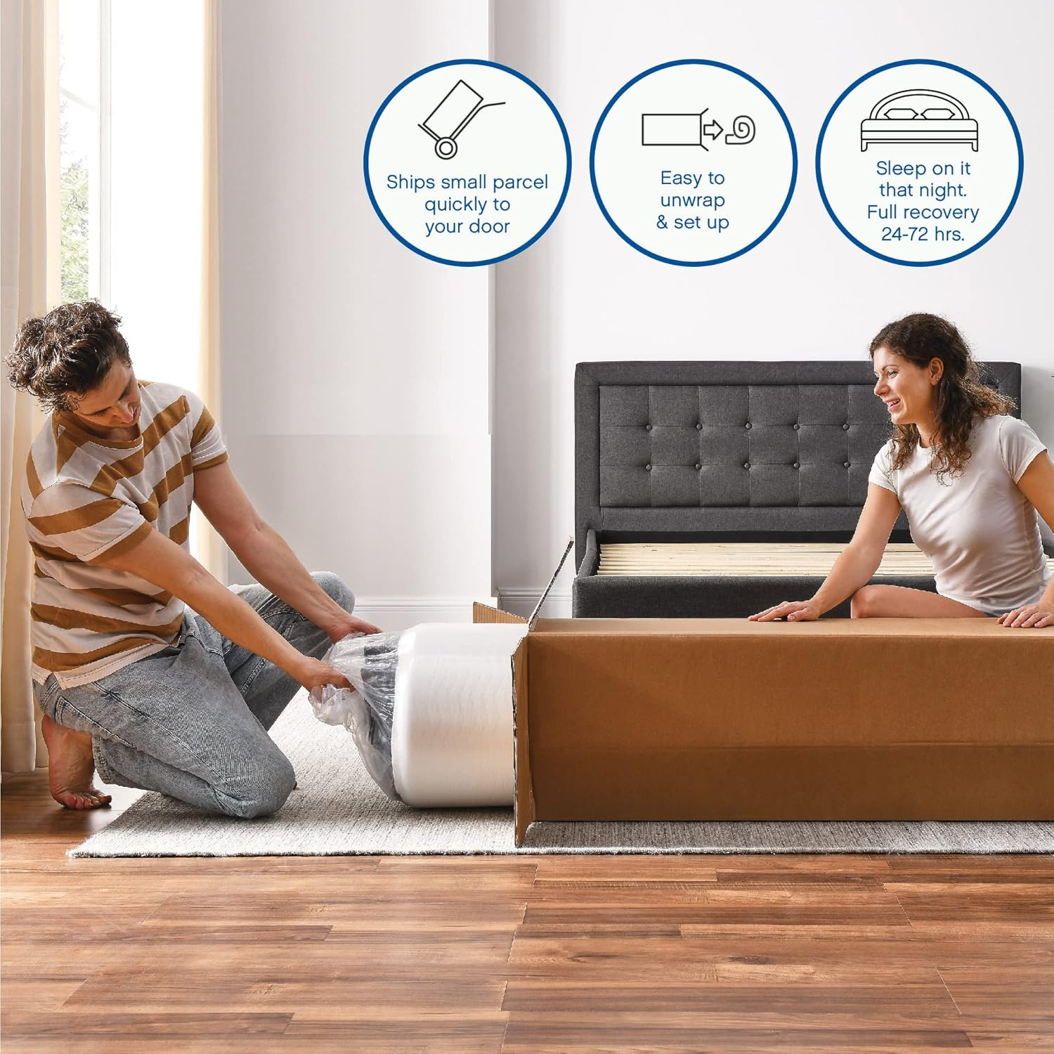 Queen Gel Memory Foam Sofa Bed Mattress Replacement – White