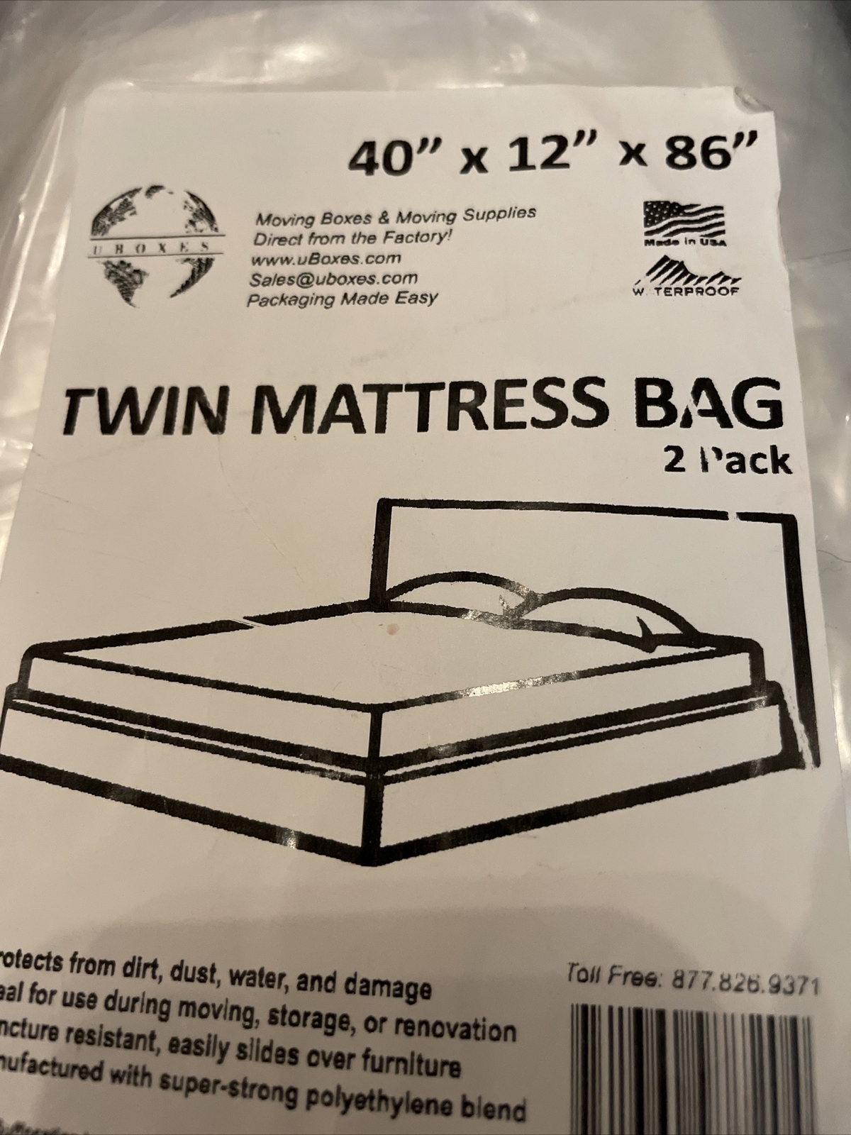 Uboxes Twin Size Mattress Covers, 40″ x 12″ x 86″, Cover, Clear 2 Pack