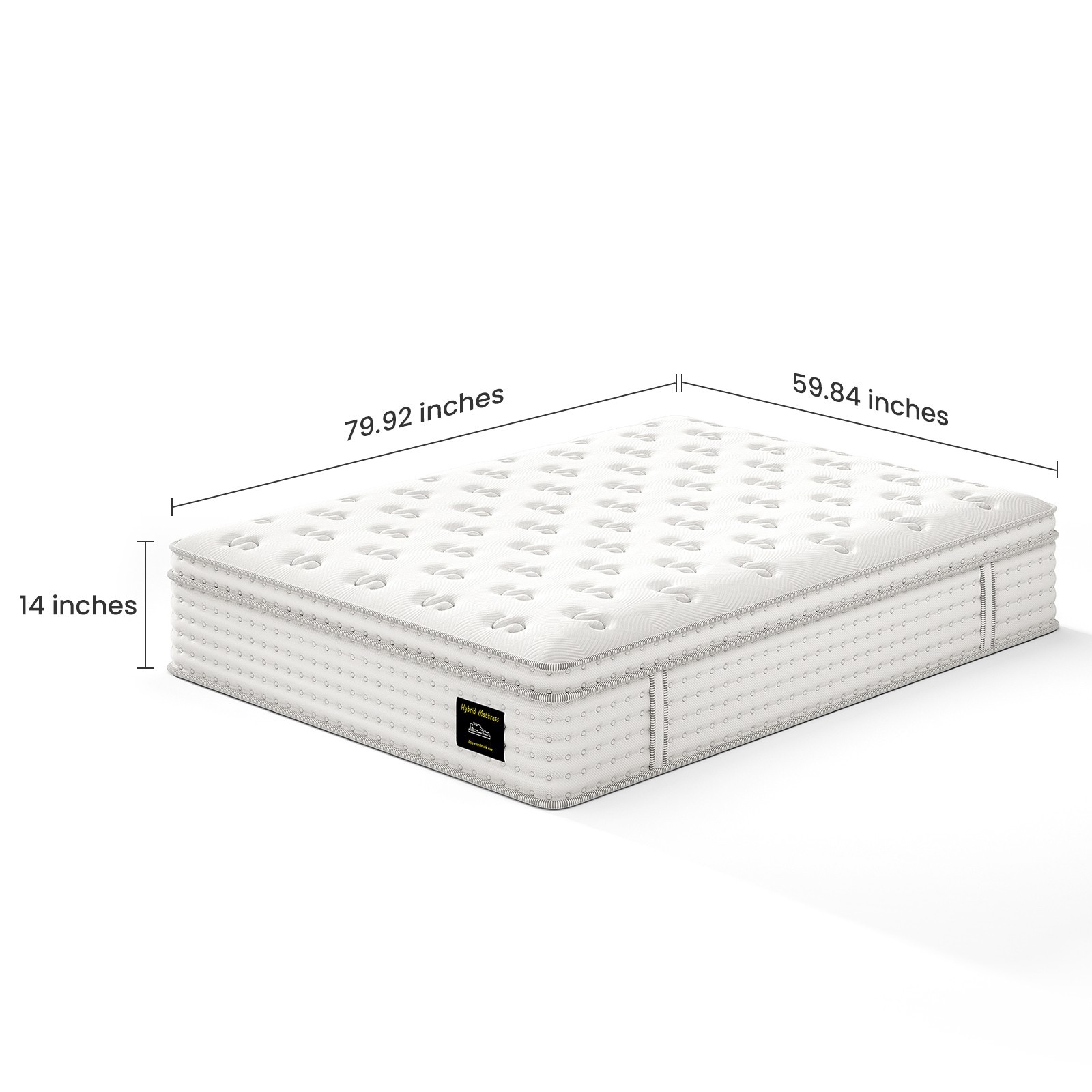 14” Hybrid Mattress – Queen, Memory Foam & Pocket Springs for Pressure Relief