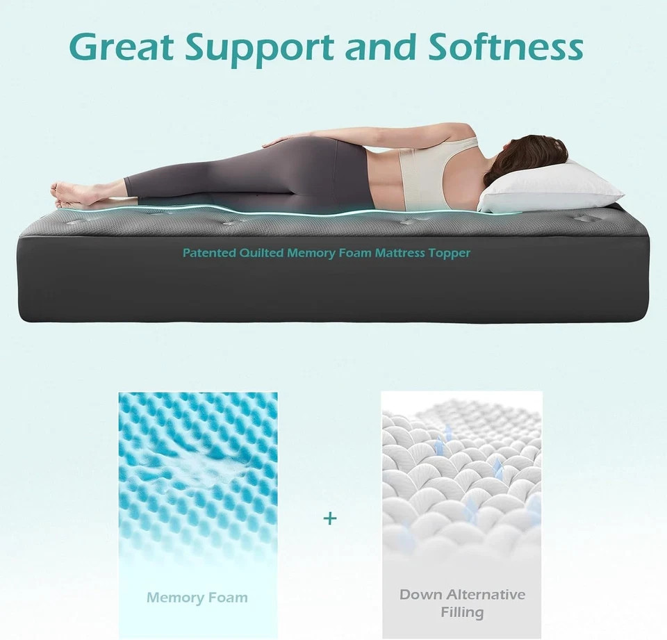 Hansleep Memory Foam Mattress Short Queen 60″ x 75″, Charcoal