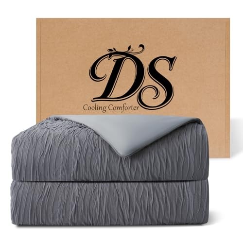 Dark Grey Cooling Comforter for Hot Sleepers – 90″x90″ – Full/Queen Full/Queen
