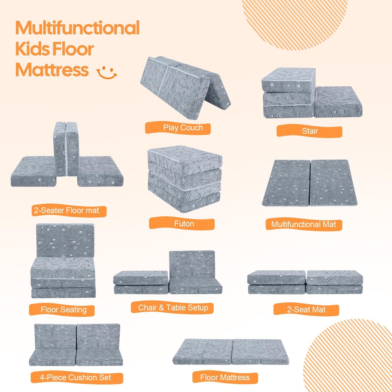 MeMoreCool Kids Folding Mattress, Trifold Foldable Floor Mattress for Kids, 6…