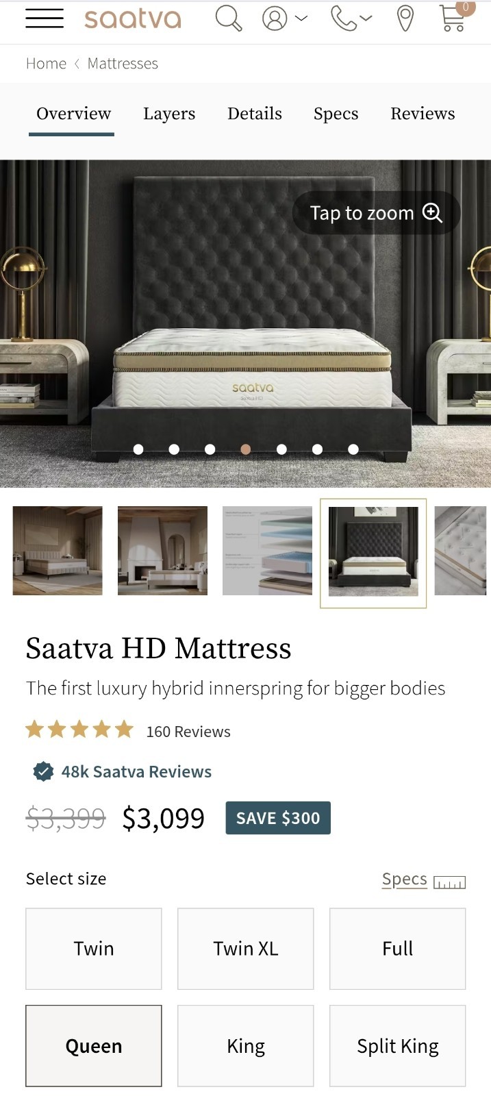 Saatva HD Queen Size Firm Mattress