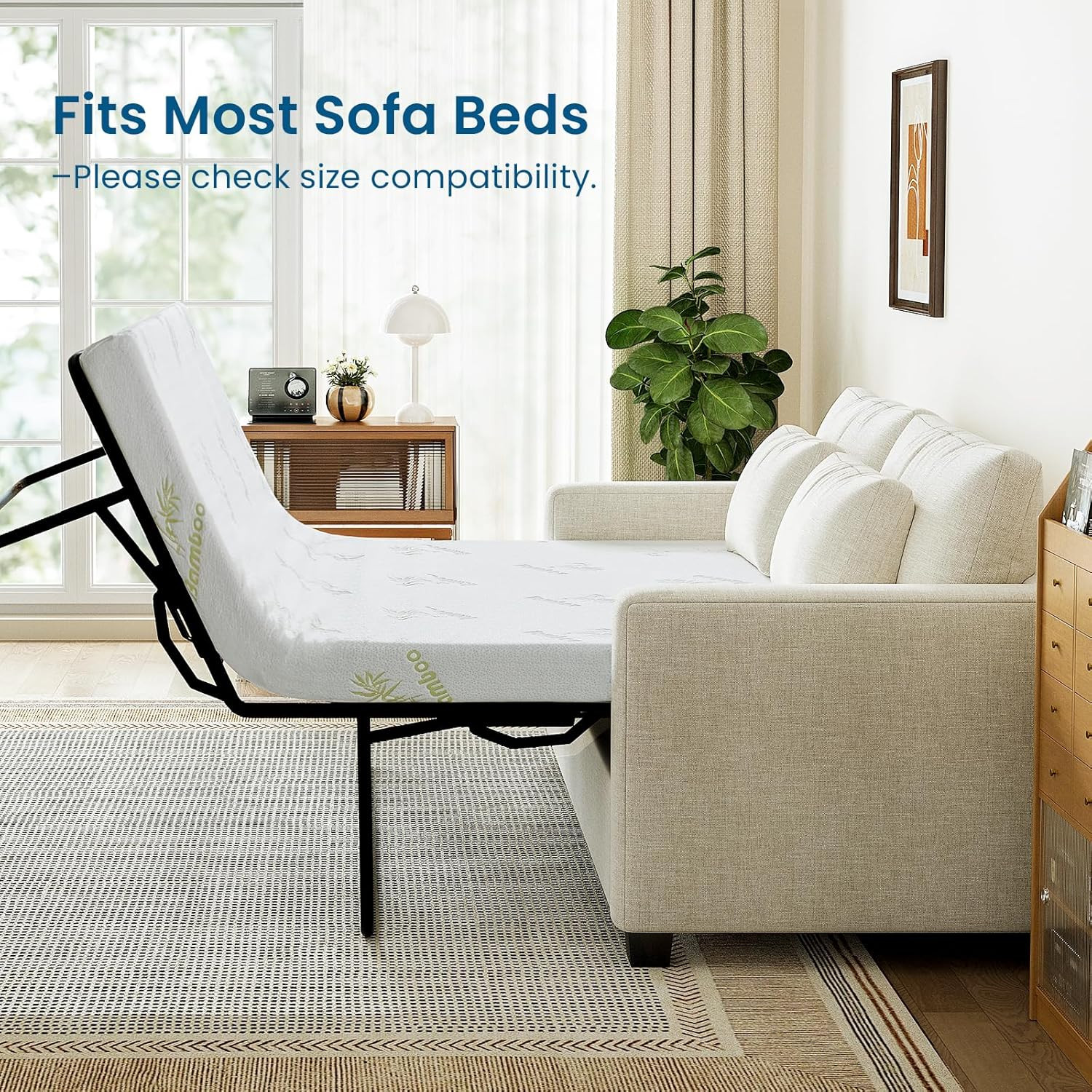 Queen Size 4.5″ Gel Memory Foam Sofa Bed Mattress with Soft Cover