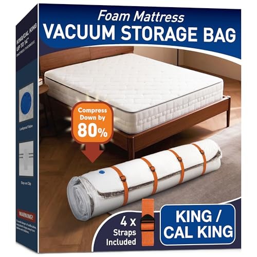 Mattress Vacuum Storage Bag for Memory Foam, Latex and Hybrid King, Cal King
