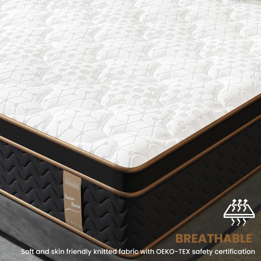 10″ Queen Plush Hybrid Mattresses Independently Encased Coils & Gel Memory Foam