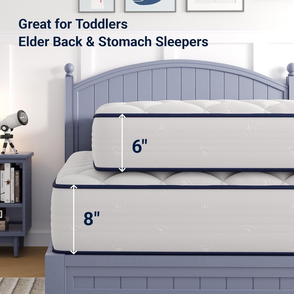 6 Inch Twin Hybrid Mattress in a Box, Medium Soft Feel, Breathable Fabric,