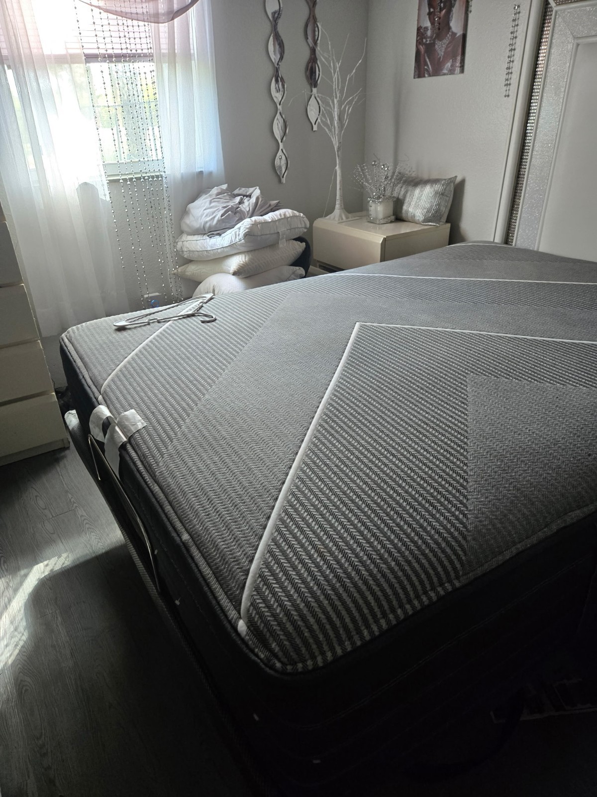 Gray Mattress Abstract Print Rectangle for Adults Bedroom