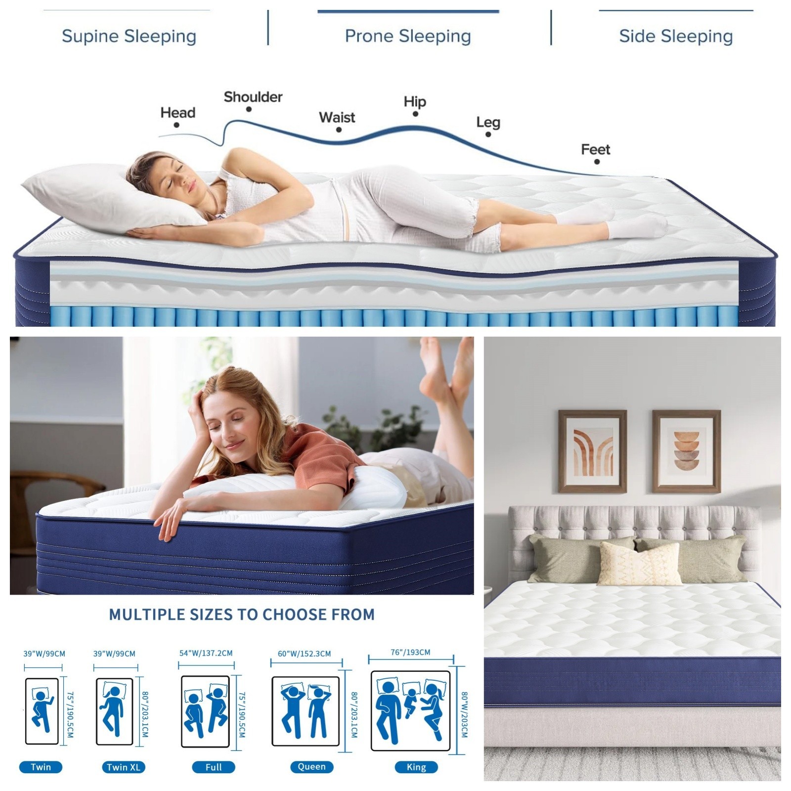 10″ 12″ Full Size Gel Memory Foam Hybrid Mattress in a Box with Pocket Springs
