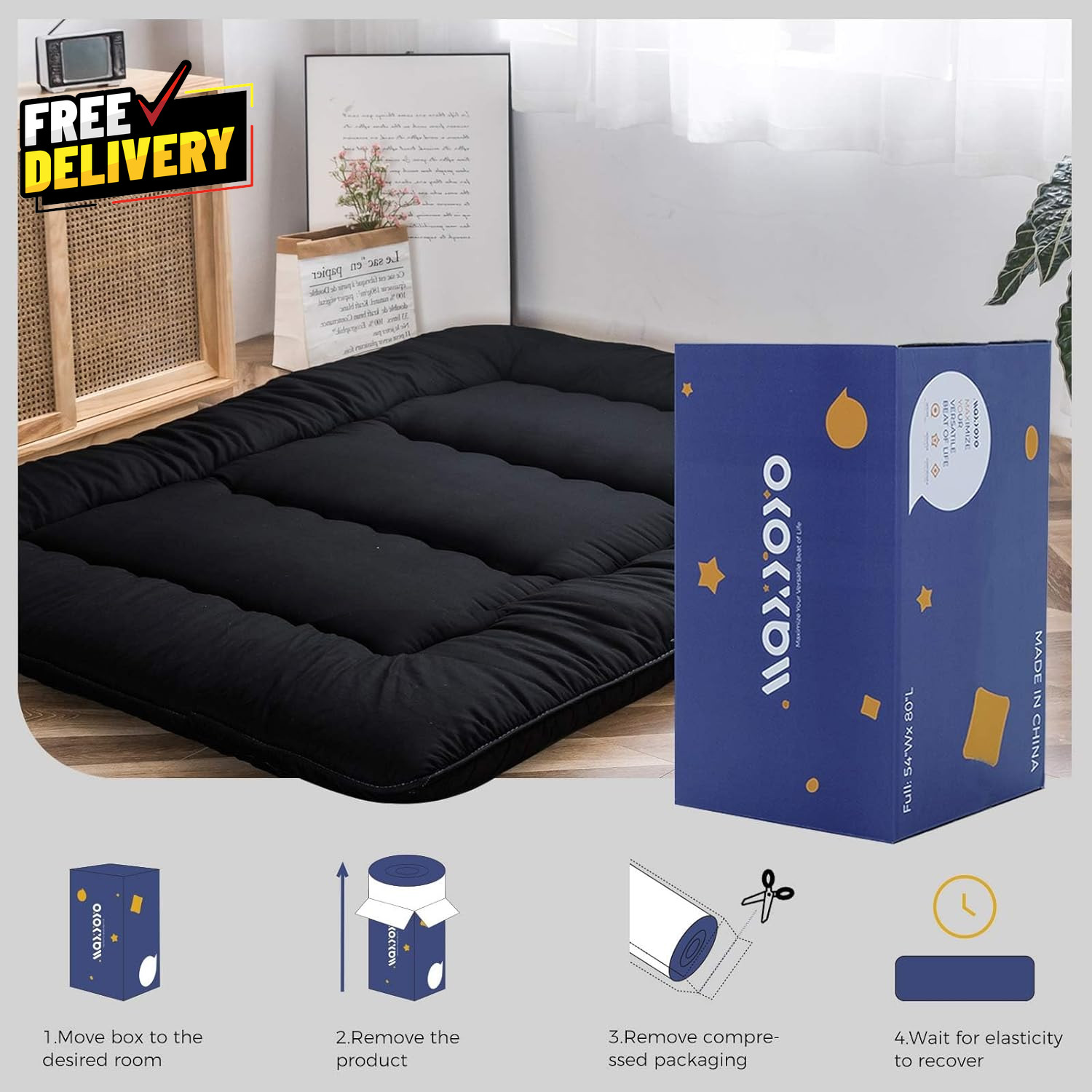 Japanese Floor Mattress Futon Mattress 4 Thicken Tatami Mat Sleeping Pad Fold…