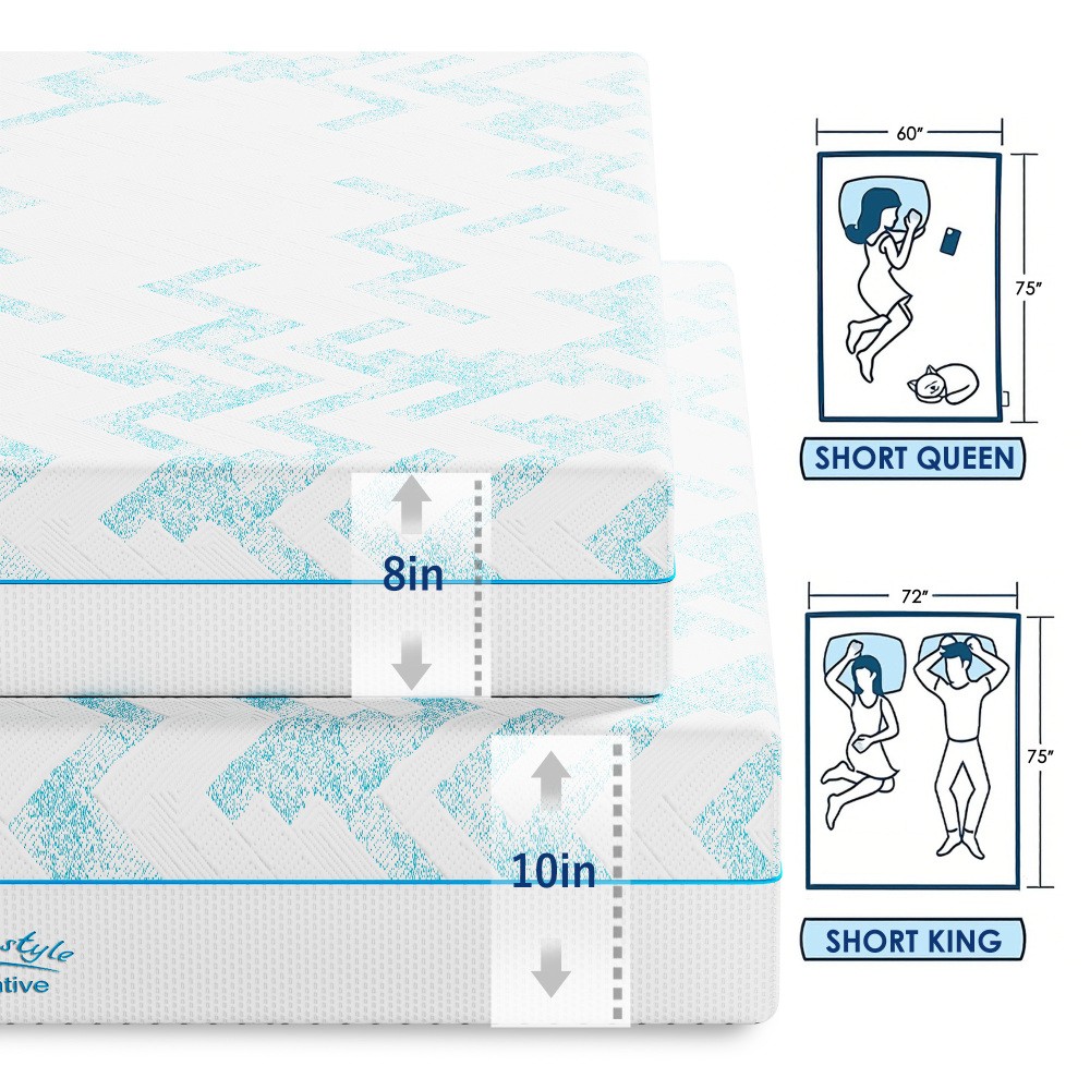8″ Gel-Cooling Memory Foam Mattress, RV Short Queen, Medium Firm & Breathable