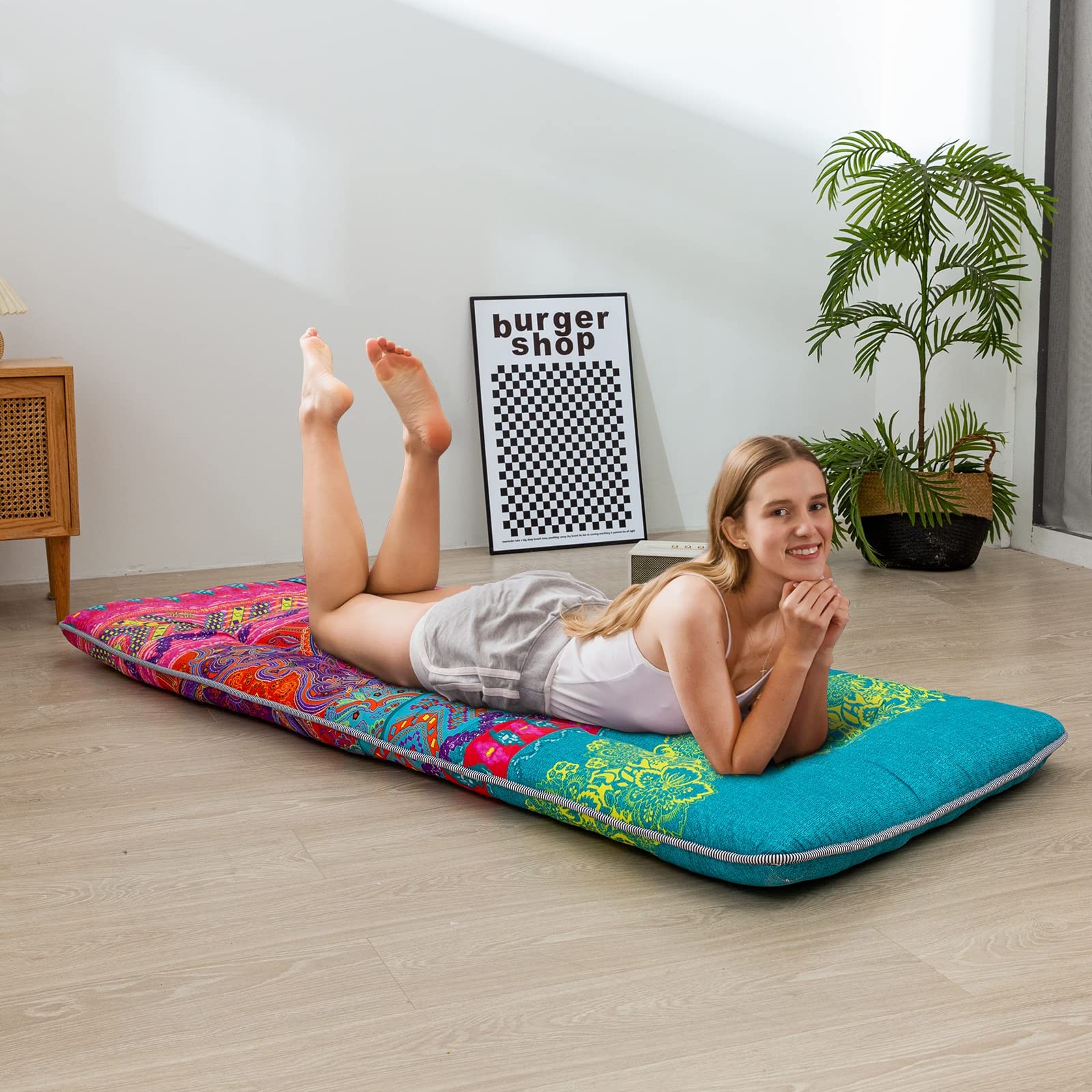 Bohemian Floor Bed, Japanese Futon Mattress, Narrow Twin Single Bed, Foldable…