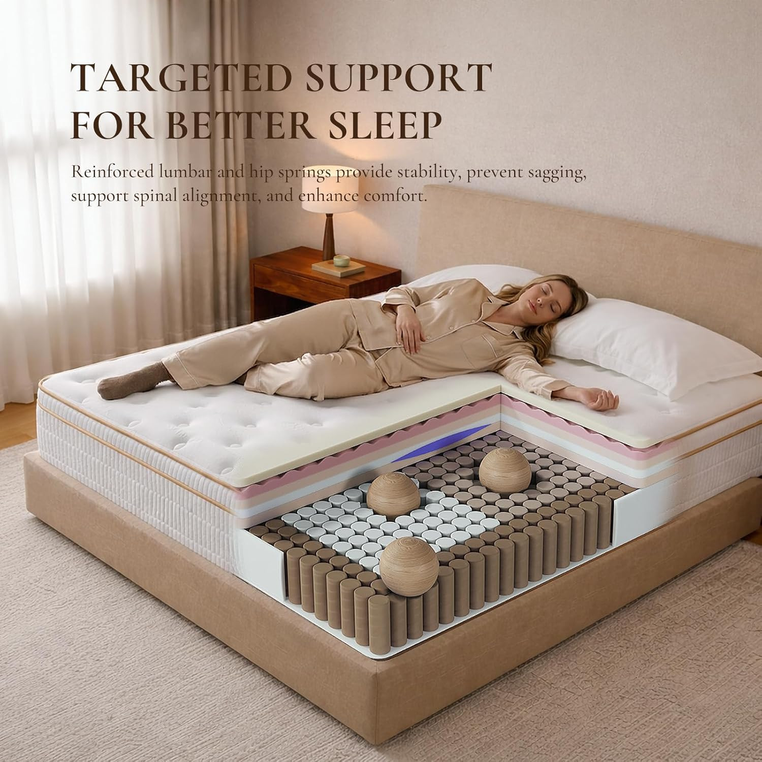 Queen 14″ Hybrid Mattress Fiberglass Free Memory Foam Bed