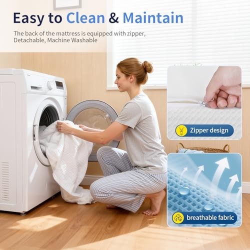 FDW 8 Inch Twin Gel Memory Foam Mattress Medium Firm Cooling White