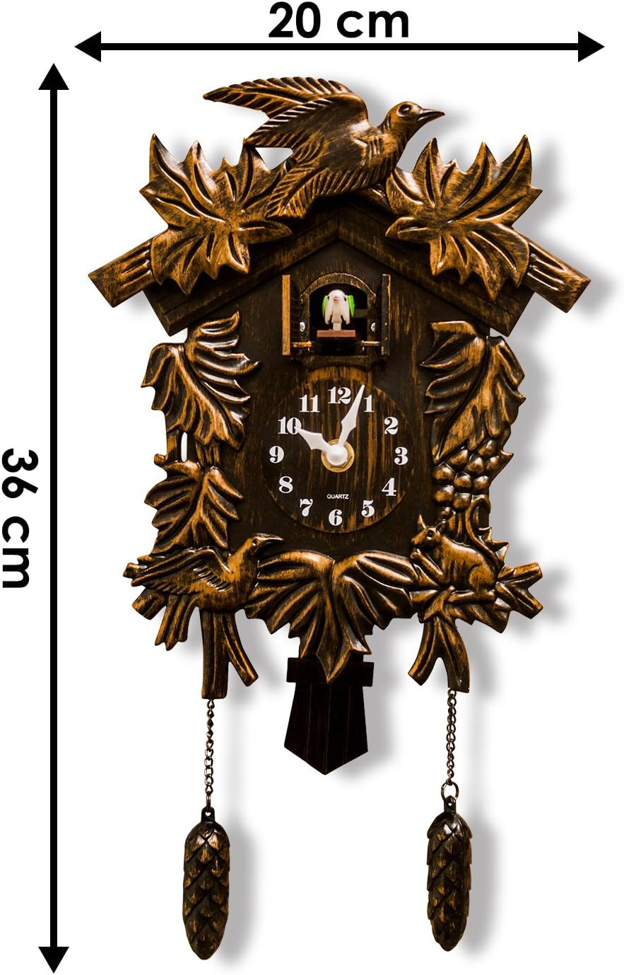 Chiming Classic Brown Vintage Cuckoo Wall Clock Hanging Bird Clock Home Decor Ch