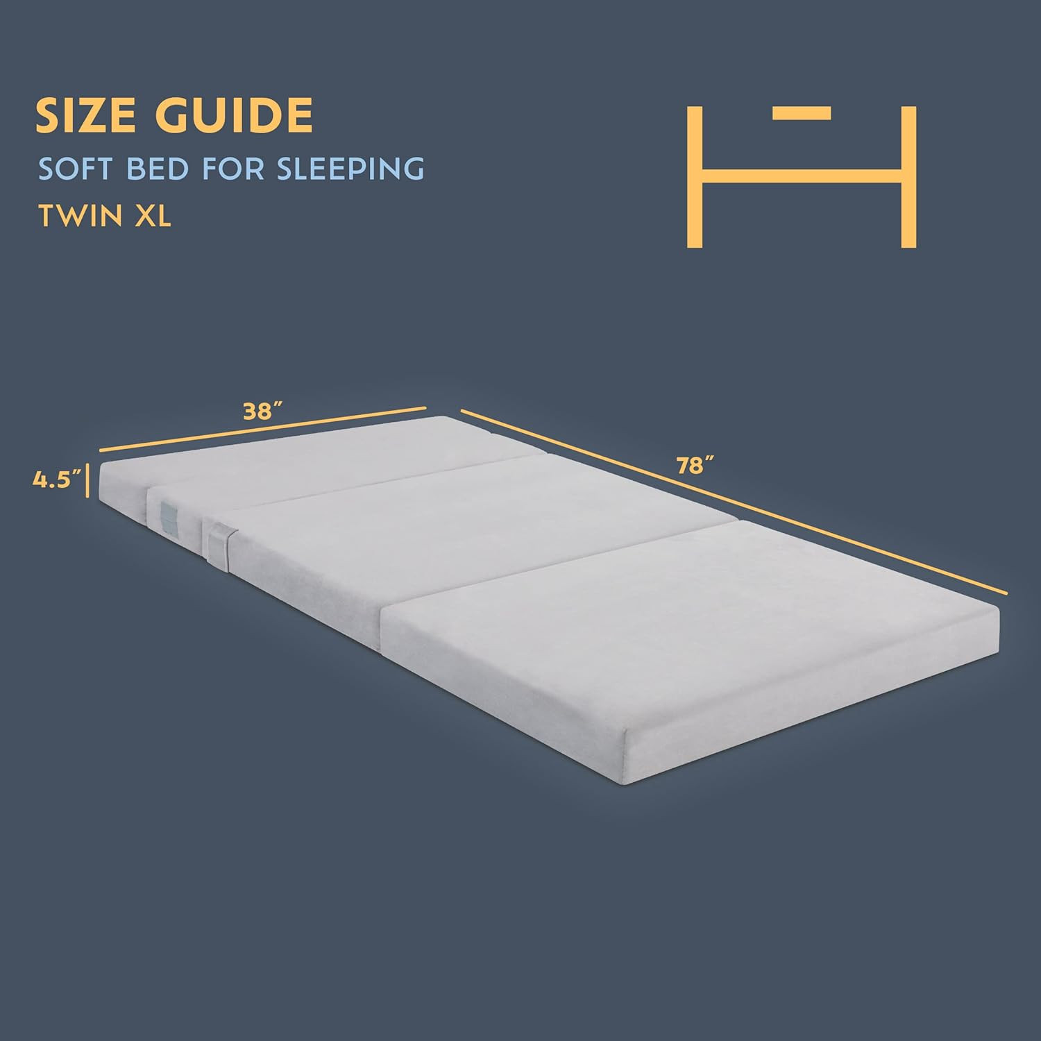 Portable Twin XL Trifold Sofa Mattress – CertiPUR Foam, Washable Velvet, Non-Sli