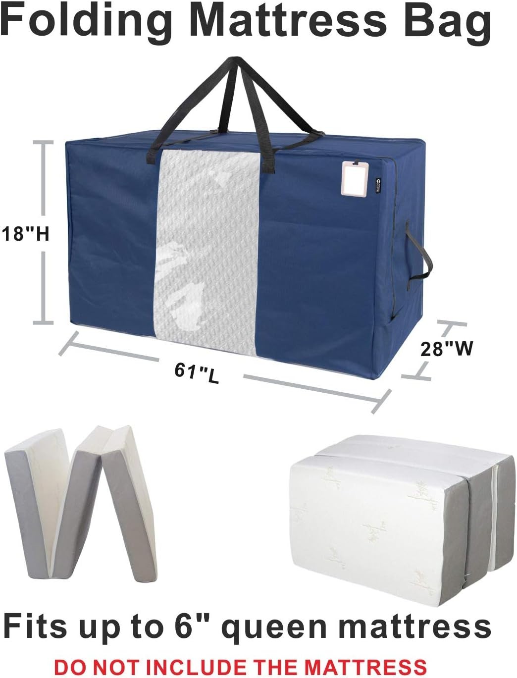 Folding Mattress Storage Bag – Durable Carry Case Fits for Tri-Fold Up to 6 i…