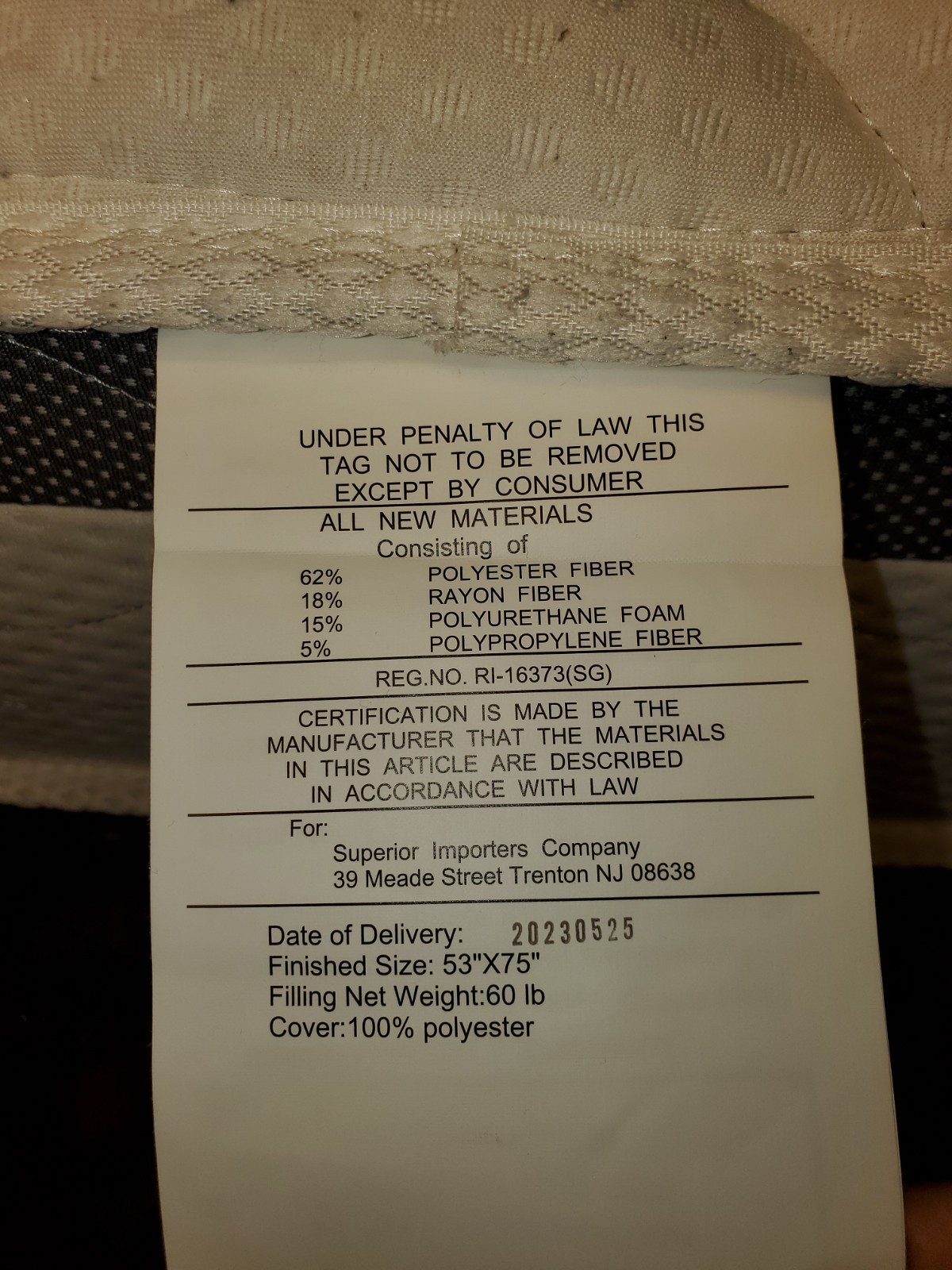 OLIVER SMITH PERFECT SLEEP Organic hybrid mattresses Full Sz 53″*75″ 60lbs