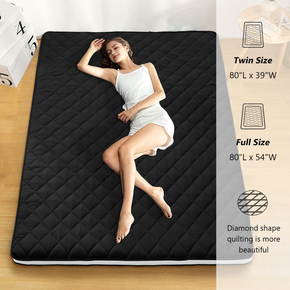 MOPHOTO Futon Mattress Upgraded Japanese Mattress Quilted Bed Mattress Topper