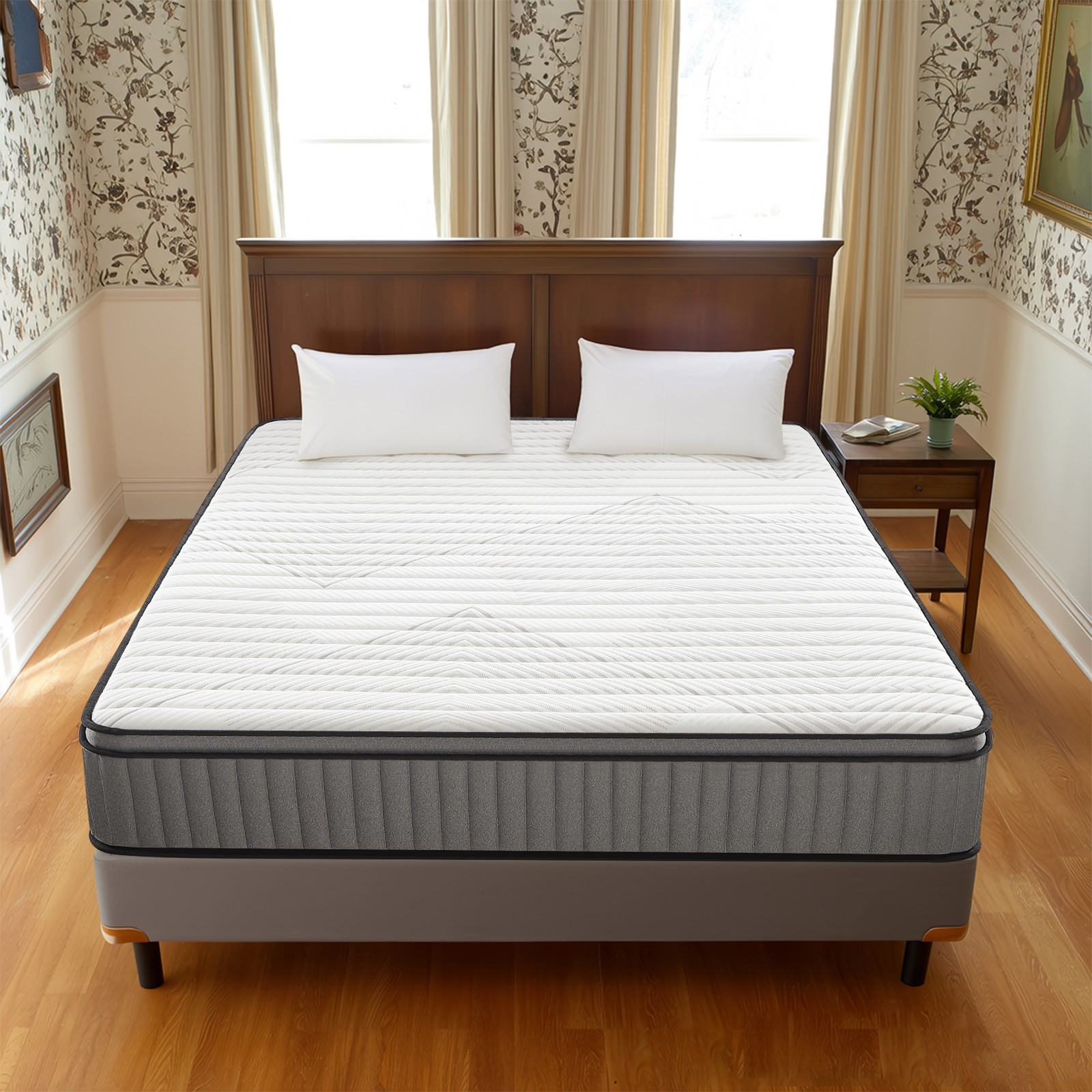 10/12 Inch Gel Memory Foam and Innerspring Hybrid Mattress in a Box Medium Firm