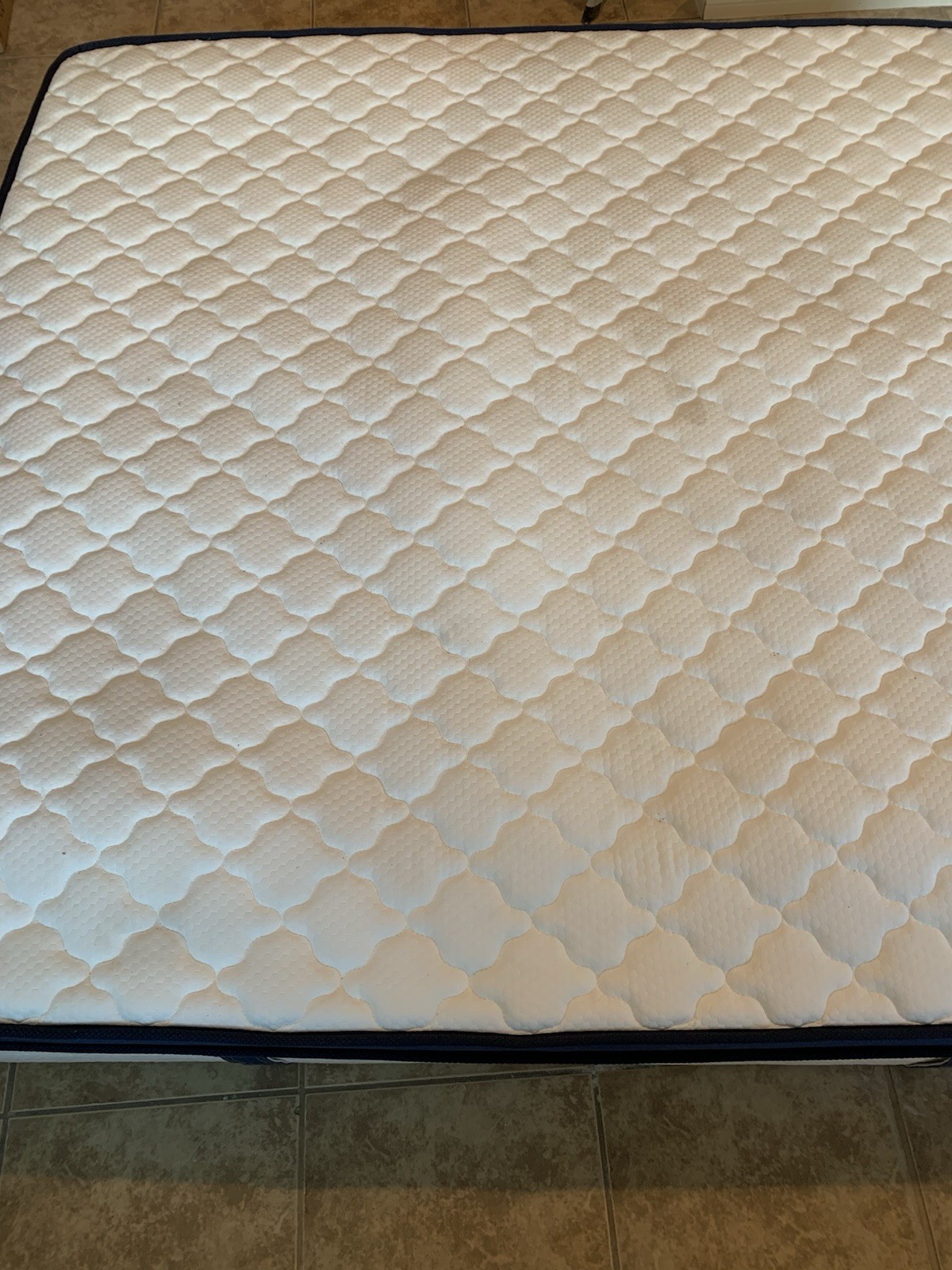 King Innerspring Mattress Medium Firm Breathable Geometric White Navy Fabric