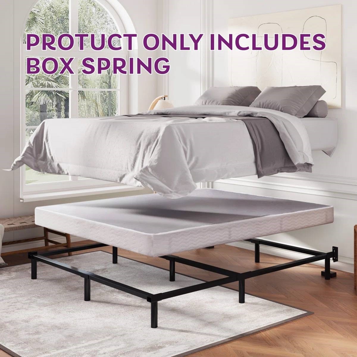 Twin 5in Low Profile Metal Box Spring Mattress Foundation with Cover