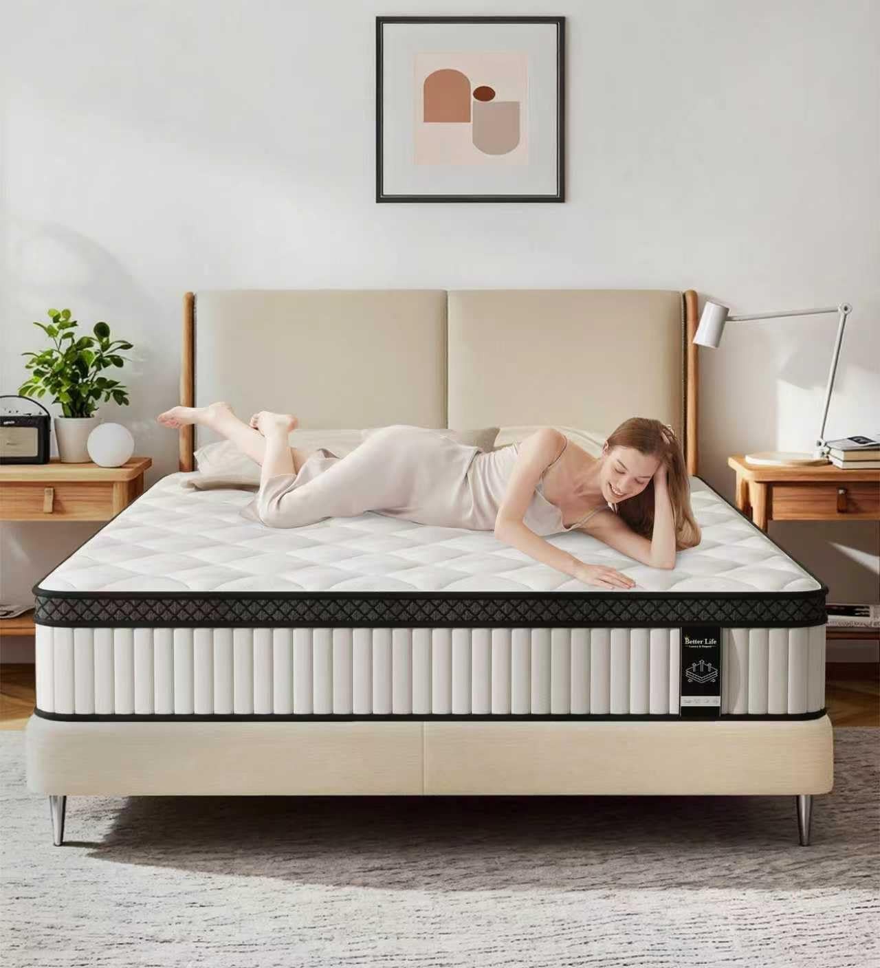 Queen Mattress,10 Inch Hybrid Mattress in a Box with Gel Memory Foam and Pocket