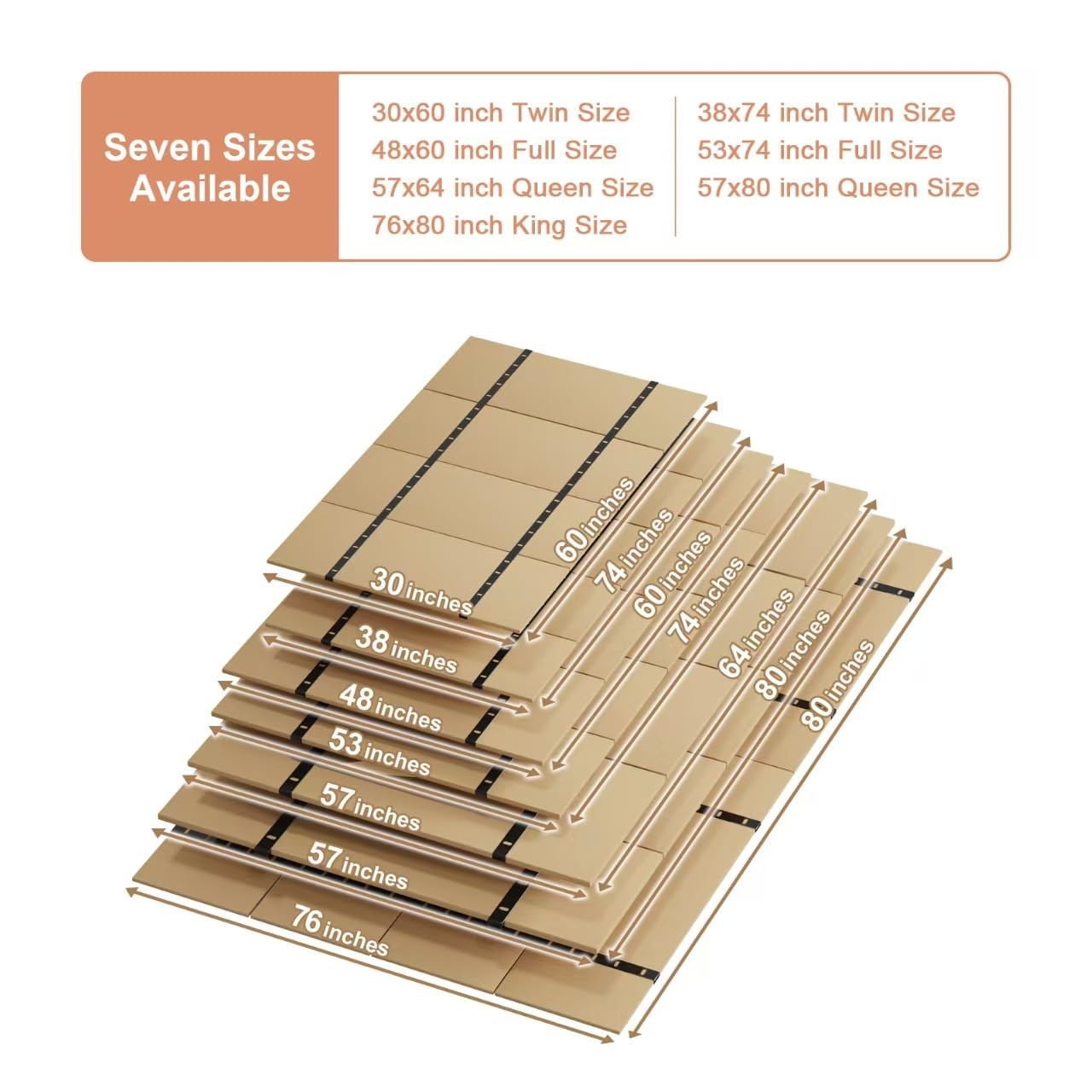 “Queen Bunkie Board Wooden Bed Slats for Mattress Support, 30″x60″ Twin Size”