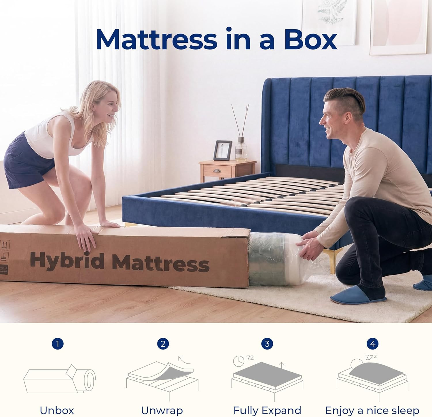 8-Inch Hybrid Mattress in a Box – Cooling Gel Foam & Spring, CertiPUR-US