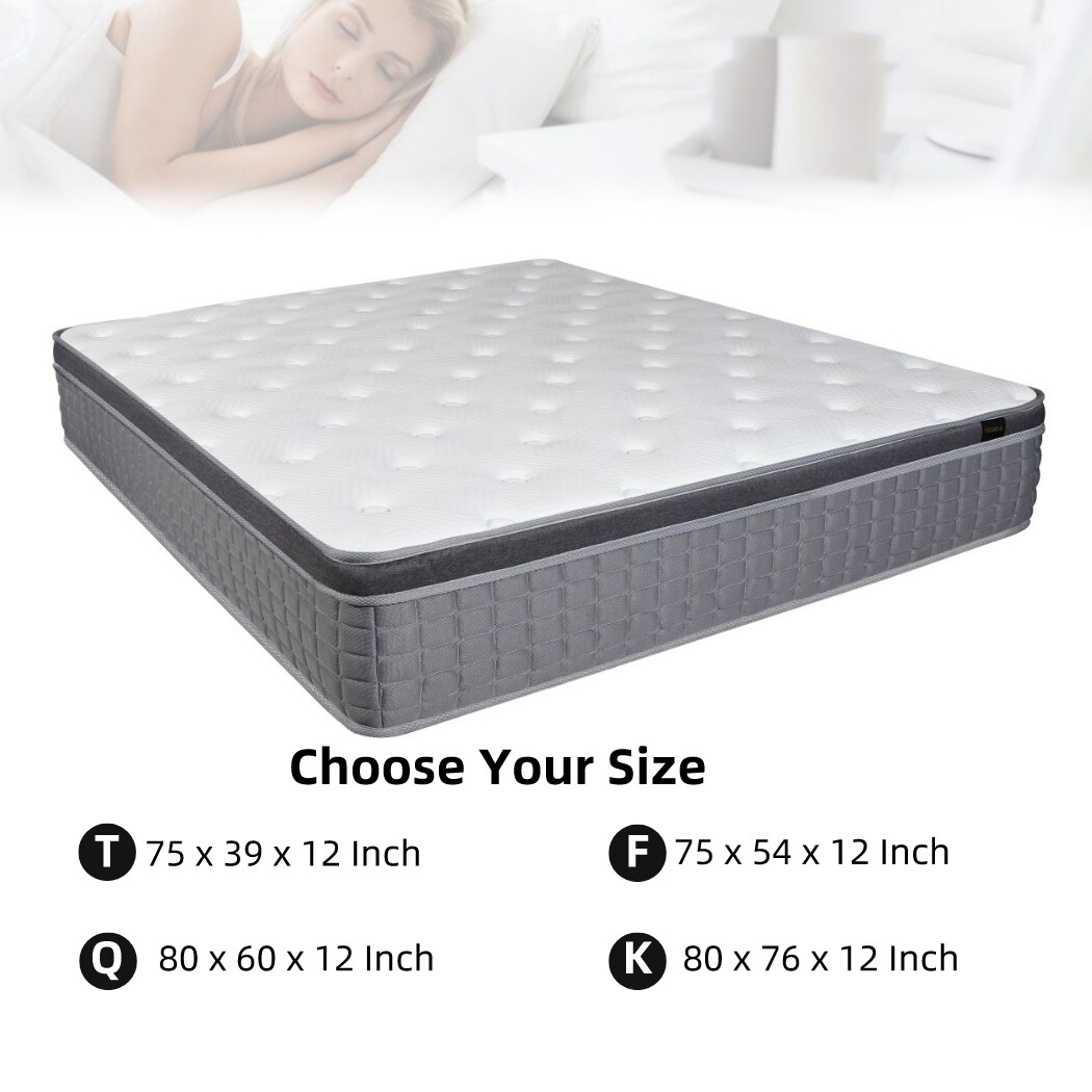 12 Inch Mattress Twin Full Queen King Gel Memory Foam Hybrid Pocket Bed in a Box